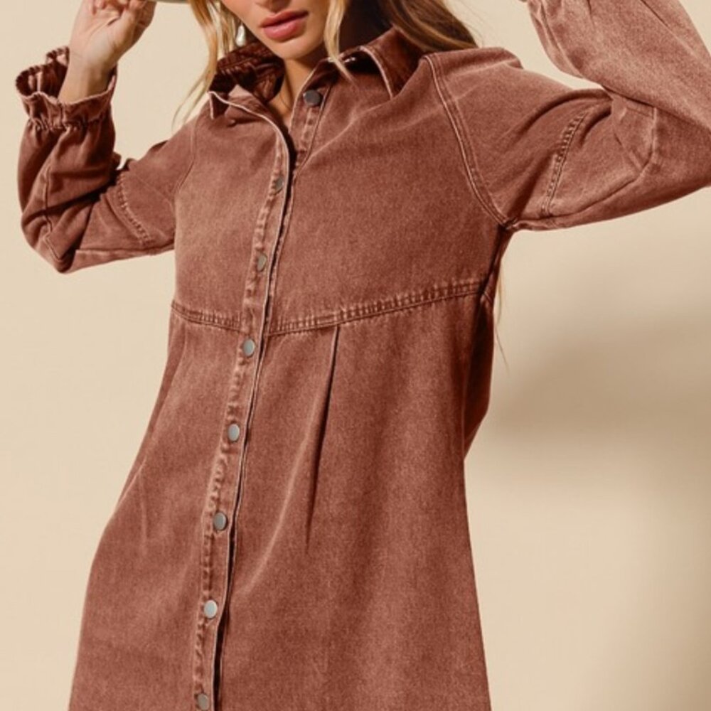 " So Me " Mauve denim oversized collared dress